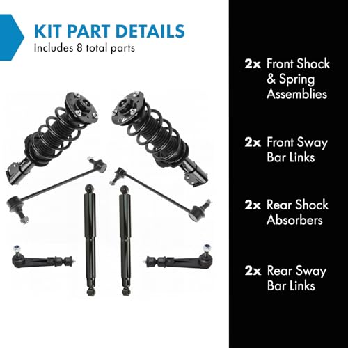 Image of TRQ Front and Rear Suspension Kit Complete Strut & Coil Spring Assembly Shock Absorber Sway Bar Stabilizer Link Compatible with 2010-2017 Chevrolet Equinox GMC Terrain