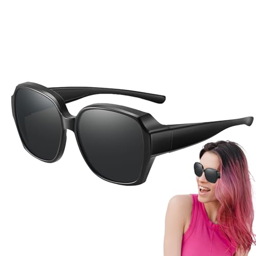 Genérico Gafas de sol que se ajustan sobre las gafas, gafas de sol polarizadas que se ajustan sobre las para hombres | Gafas Fitover Polarizadas - Persianas cuadradas con protección UV para conducir