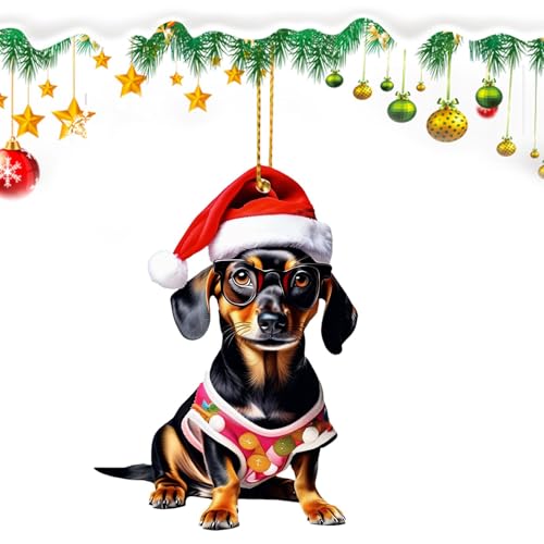 Teckel de Noël en acrylique portable léger pour décoration multi-support