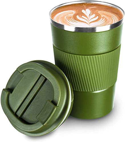 camako Coffee Cup Insulated, Reusable Travel Stainless Steel Mug with Leakproof Lid & Eco-Friendly for Coffee (13oz/380ml, Army Green) camako Coffee Cup Insulated, Reusable Travel Stainless Steel Mug with Leakproof Lid & Eco-Friendly for Coffee (13oz/380ml, Army Green)