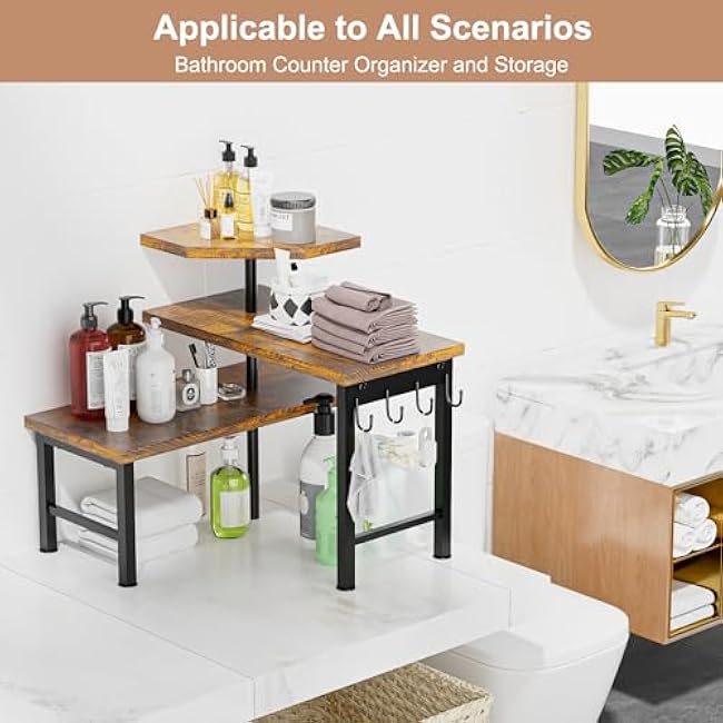 3 Tier Kitchen Countertop Organizer Corner Shelf Brown