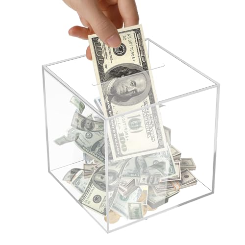 Unbreakable Clear Acrylic Piggy Bank for Adults - Must Break to Open, Secure Coin & Cash Savings Jar, 4.72