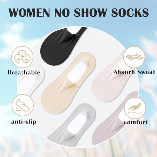 6 Pairs Ice Silk No Show Socks for Women, Invisible Low Cut Liner Breathable Non-Slip Socks for Flats Loafers3
