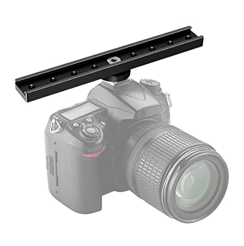 BGNing Dual Cold Shoe Extension Bar, Cold Shoe Splitter, 18cm Extension Rail Bracket Bar 1/4" Screw Cold Shoe Mount for Flash Speedlite Video Light Microphone