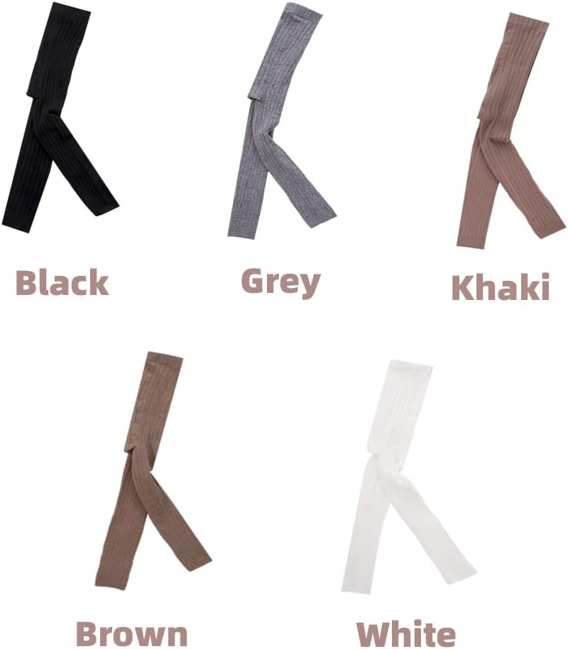 Meeshine Baby Girls Knit Legging Toddler Tight Solid Rib Footless Knitted Stocking Pant for 2-8T,5 Pack - Image 4