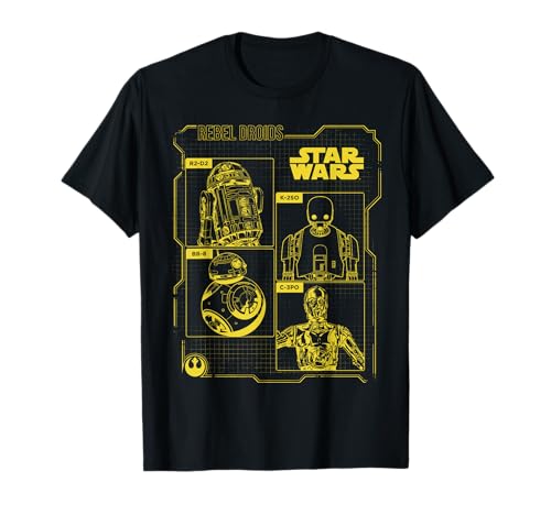 T-shirt Star Wars Rebel Droids Schematics avec impression blueprint haute précision