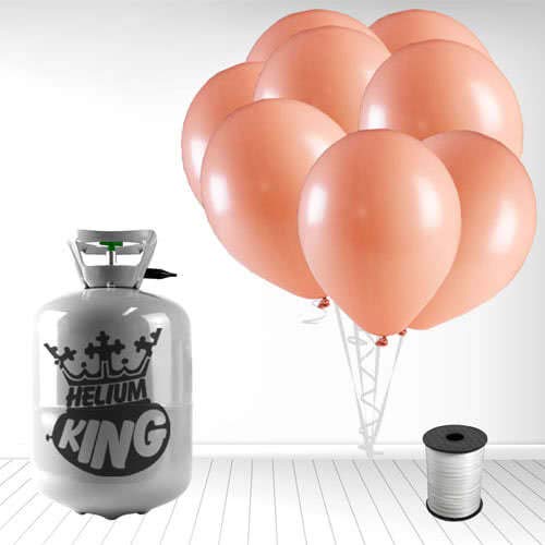 Disposable Helium Gas Cylinder with 30 Balloons and Curling Ribbon included (Pastel Coral Peach, Single) — image 1
