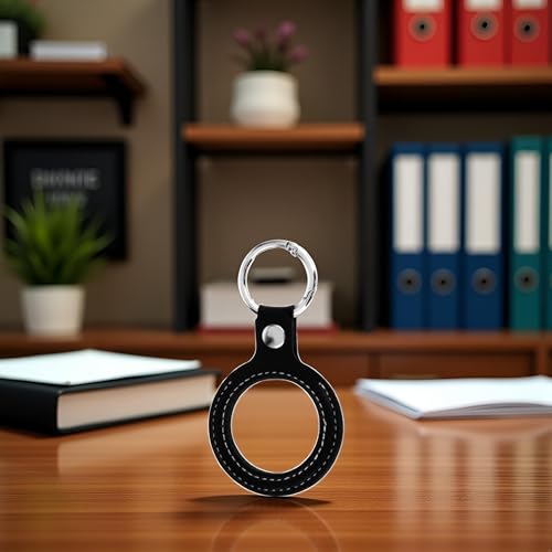 Portamoneda de cuero negro para monedas con llavero miniatura 2