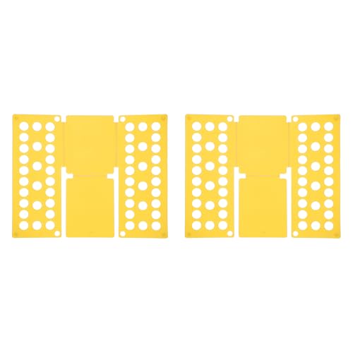 sourcing map Lot de 2 planches pliantes en plastique pour chemises, t-shirts, vêtements, organiseurs de t-shirts pour placard, armoire, tiroir, rangement facile des vêtements (jaune, 48 x 40 cm)