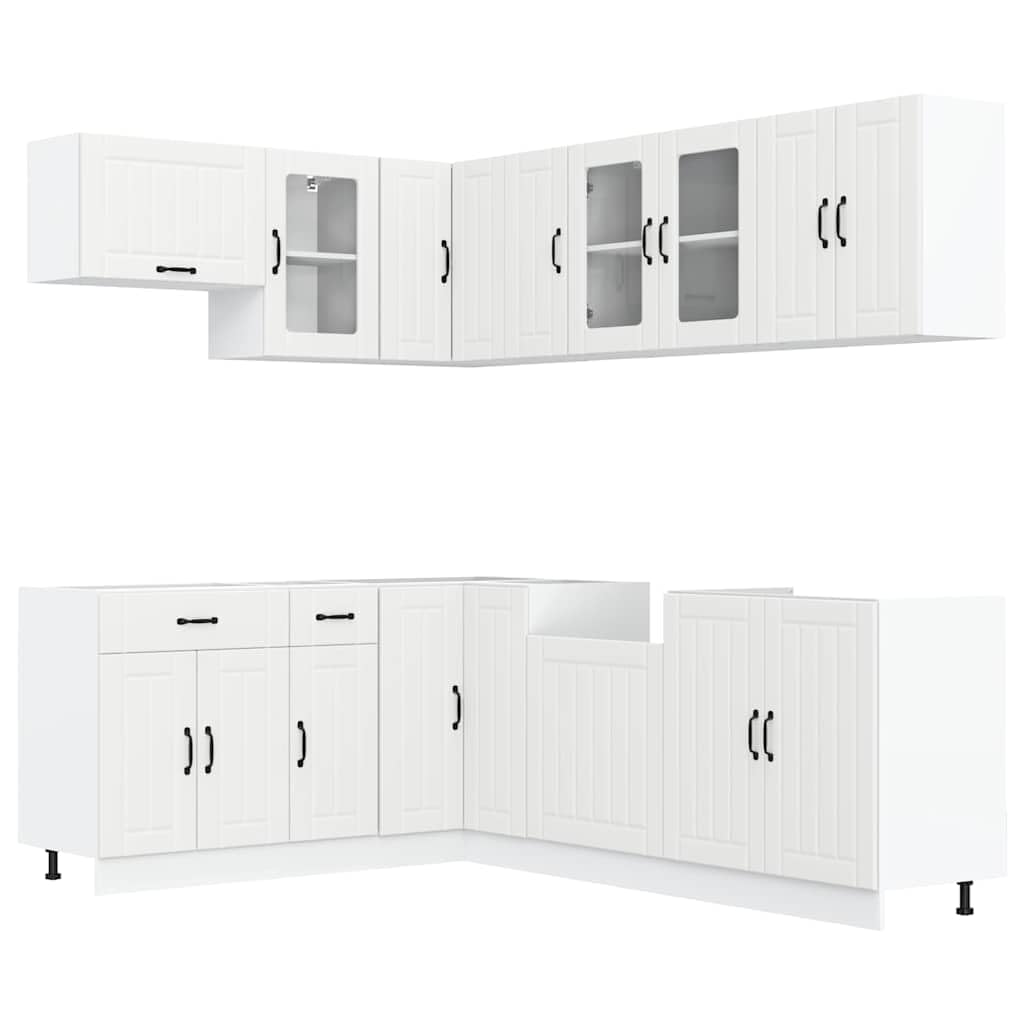 Set di mobili da cucina Lucca, in legno bianco, molto spazio, piedini regolabili, facile da pulire, design moderno per cucina, sala da pranzo