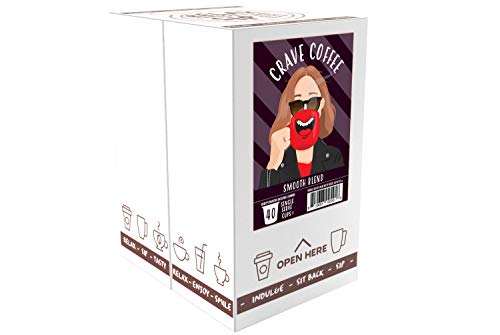 Image of Crave Beverages Beverage Smooth Blend - Colombian, Medium Roast Coffee Pods, for Keurig K Cup Brewers, 40 Count
