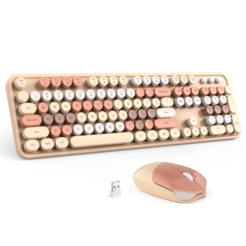 Image of GEEZER Wireless Keyboard and Mouse Combo - Full-Sized Coffee Colorful Keyboard, 104 Keys, USB 2.4G Wireless, Plug and Play, Windows, PC, Laptop, Desktop
