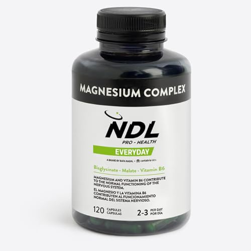 NDL Pro-Health Magnesio de Alta Absorción – Triple magnesio (citrato, malato y bisglicinato) - Rafa Nadal - Suplemento para el funcionamiento del sistema nervioso – Reduce el cansancio y la fatiga