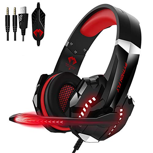 Jiewen Gaming Headset,3.5mm Wired Headset,LED Headphone,3D Surround Sound,Noise Canceling Headphones,no Noise,Skin Friendly High Protein Leather Earmuffs
