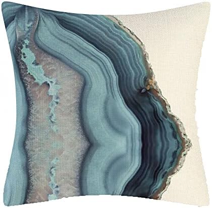 Bnvdfre Outdoor Waterproof Cushion Covers 45 x 45, Pack of 4, Water Resistant Scatter Garden Cushion Covers for Outside Bench Sofa Furniture (Ocean)