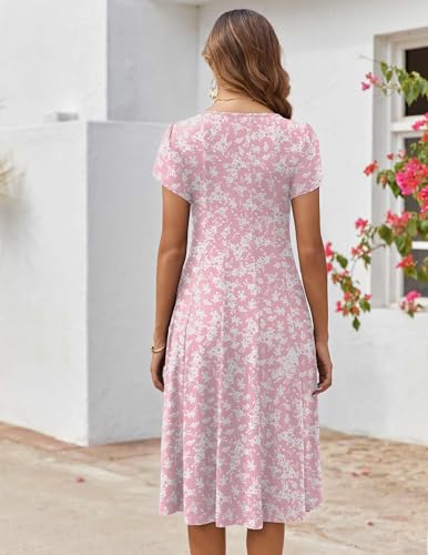 Image of ZEAGOO Womens Casual Dresses for Summer Short Sleeve Flare Midi Dress Loose Flowy Beach Sundress