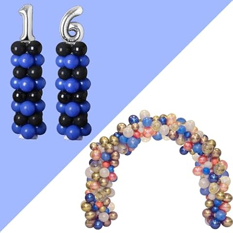TEKXYZ Telescoping Balloon Stand and Balloon Arch Kit Combo Pack for Sweet 16 Birthday Baby Shower Decoration Cover