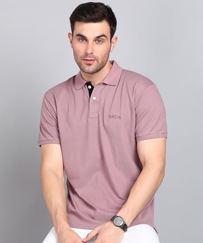 Image of 3BROS Men's Cotton Blend Half Sleeve Regular fit Comfortable Polo Neck T-Shirt (Pack of 1)
