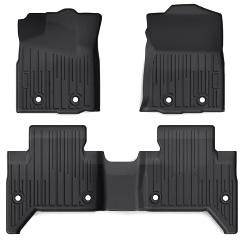 Floor Mats for Toyota Tacoma 2016-2023 Crew Cab, All Weather Floor Liner for Tacoma 2016-2023 TPE Custom Fit Car Mats Front&Rear 2 Row Mats, Black