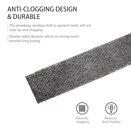 Image of SCOTTCHEN Sanding Rolls /Plumbing Sanding Cloth 1-1 /2 inch x 11yd (33 ft) / Plumber's Double Side Open Mesh /Silicon Carbide Grit #60-1Roll