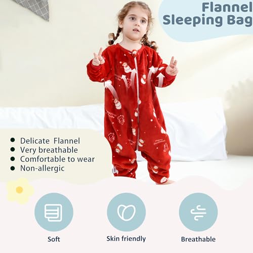 Image of MICHLEY Flannel Sleeping Sack,Baby Sleeping Bag Wearable Blankets 9M-6Y | Toddler Clothes,Unisex Pajamas, Long Sleeve,Zipper, For Autumn Winter,Suitable Girls And Boys,Warm & Breathable