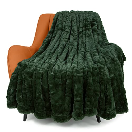 Toonow Faux Fur Luxury Throw Blanket,Double Side Soft Fluffy Shaggy Fuzzy Blanket For Couch Sofa Bed, 51''X67'' (Olive Green, 51" X67") #TOP25