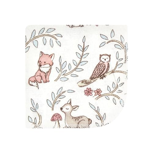 Image of Hudson Baby Unisex Baby Flannel Cotton Poly Washcloths, Girl Woodland Pals 12Pk, One Size