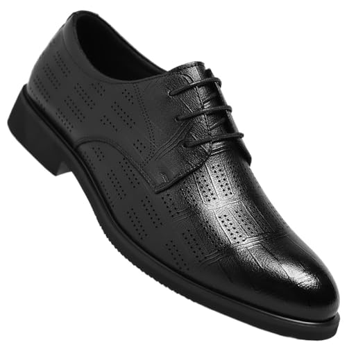 Men's Genuine Leather Business Casual Oxfords Lightweight Comfortable Slip Dress Shoes for Work