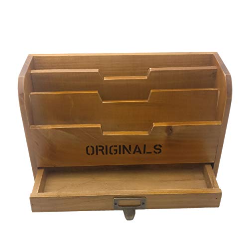 Chris-Wang 1Pk Originals Retro Wooden Stacking Letter Tray/Postcards Holder/Pencil Storage/Drawer Organizer/Desktop Mail Box/File Sorter