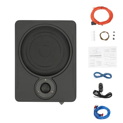 MOQNISE 8 Inch Subwoofer 600W Enclosed Active Underseat Car Audio Subwoofer with Built in Amp, Remote SubwooferControl Low-Profile Amplified SubwooferSystem for Car Audio
