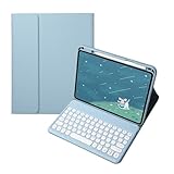 immagine prodotto JiuRui tablet Accessori, Tastiera normale/touch staccabile, custodia protettiva in pelle flip compatibile con HUAWEI MatePad Pro 11 pollici 2024(Sky Blue+Keyboard)