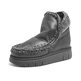 botas mou mujer negras Color: negro y gris Mou Botines Eskimo 18 bounce cracked black/grey FW531002B, Cracked Black Grey, 38 EU