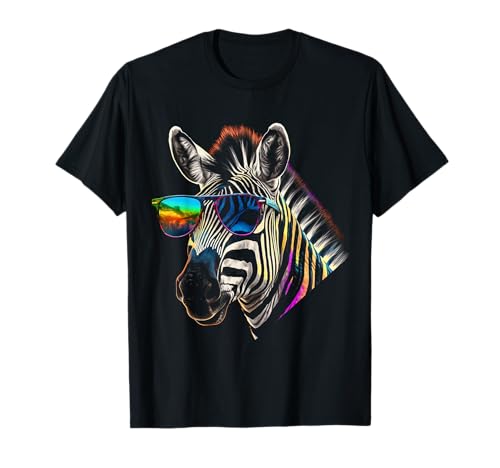 Zebra Sunglasses Artwork | Animal Colorful Zebra T-Shirt