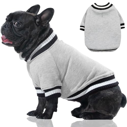 FUAMEY Dog Pullover Sweatshirt，Dog Winter Sweaters Warm Dog Clothes Dog Vest Thick Puppy Pullover Soft Pet Fleece Sweater Cute Doggie Boy Girl Outfit for Small Medium Dogs Grey XS