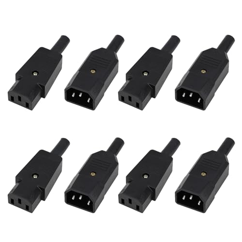Sangcca 8Pcs CA 250V 10A IEC320 C14 C13 3Clavijas Enchufe Macho Hembra Conector Adaptador Montaje, Conector alimentación C13, Conector IEC C13 a Toma IEC C14, Conector IEC C13 Hembra