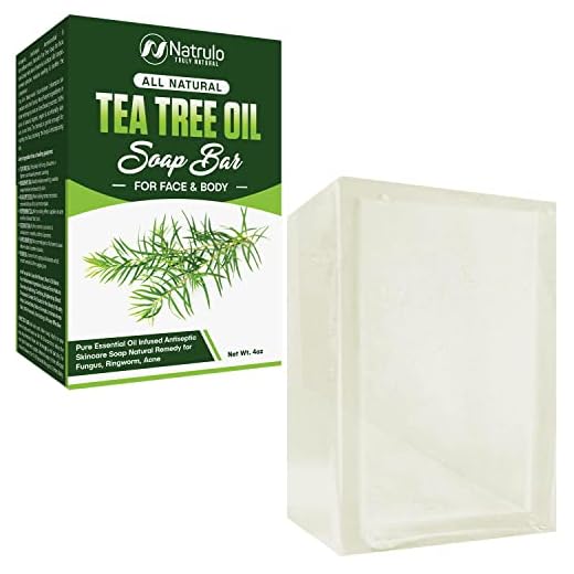 Tea Tree Oil Soap Bar for Face & Body, 4oz – Antifungal Antiseptic Natural Remedy Skin Cleanser – Pure Essential Oil Infused Skincare Cleansing Anti Fungal Bar Soap for Fungus, Ringworm, Acne