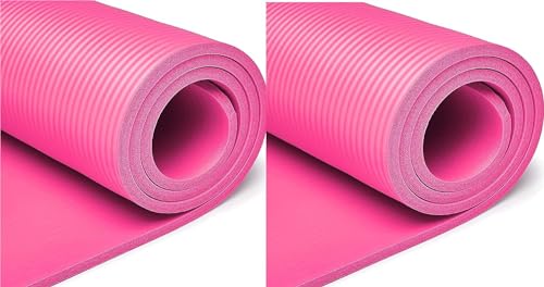 Image of Furnishing Yoga Mat with Anti Skid Yoga mat for Gym Workout and Flooring Exercise Long Size Yoga Mat for Men and Women, Boys and Girls 4mm (Pink, 4 mm)
