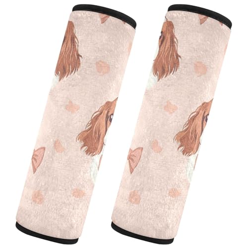 Seat Belt Covers 2 Pack Cute Dogs Car Seat Strap Covers Super Soft Bows Car Seat Neck Cover for Boys Girls Adults Babies S
