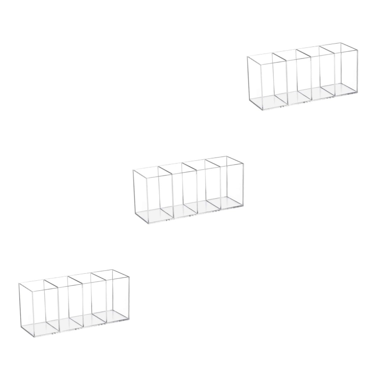 Angoily 3 Stück Acryl Stifthalter Fächer Organizer für Kosmetikpinsel und Schreibwaren Stabiler Transparenter Desktop Behälter für Büro Schlafzimmer und Wohnzimmer Elegante