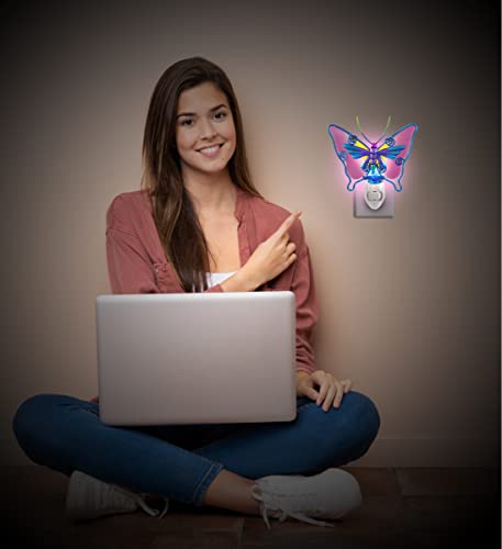 Puzzled Glass Art Night Light, Plug In Decorative Socket Lamp, Manual On & Off Portable Light For Stairway, Bedroom, Bathroom, Nursery, Home Accessory & Kitchen Decor - Butterfly #TOP5