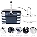 ALLCAMP Picnic Basket - Insulated Cooler, Thickening Foldable Picnic Basket with Removable Baskets & Sewn-in Frame, Basket for House Warming Gifts New Home(Blue White)