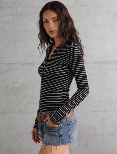 Image of Prettywear Long Sleeve Henley Shirts for Women Fall Basic Tee Tops