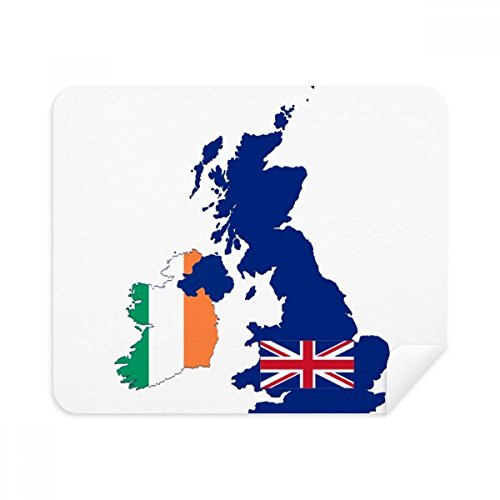 Chiffon nettoie écran motif carte Grande-Bretagne et drapeau Irlande en suède x2
