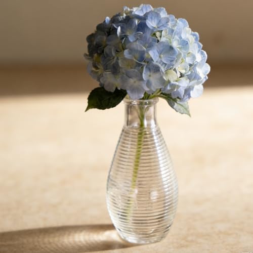 Vases en verre transparent côtelé petit format centre table - 8