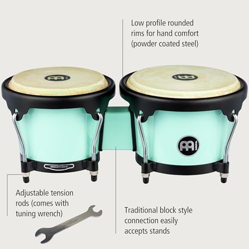 Image of Bongo Drum Set with Durable Synthetic All-weather Shells, Journey Series - NOT MADE IN CHINA - Natural Buffalo Skin Heads, 2-YEAR WARRANTY