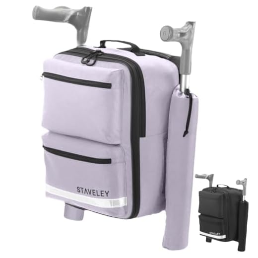 Staveley Mobility Scooter Crutch Bag | XL Expandable Shopping Bag for Electric Mobility Scooter Wheelchair & Boot Scooters | 2 Crutch Holders Bag for Mobility Aid Mobility Scooter Accessories Purple