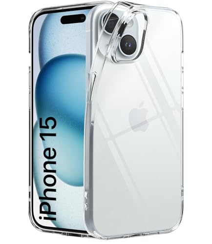 Image of WOW IMAGINE Crystal Clear Back Cover Case for iPhone 15 | Full Device & Camera Protection | Shockproof TPU Silicone Back Case Mobile Cover - Transparent