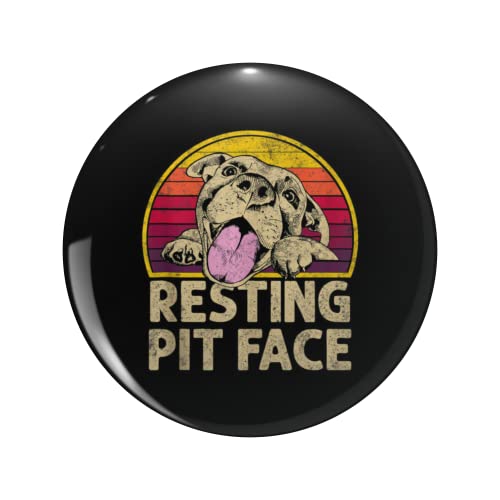 Dog Pitbull Resting Pit Face For Pitbull Lovers Round Metal 0.75" Lapel Pin Hat Shirt Tie Tack Pinback