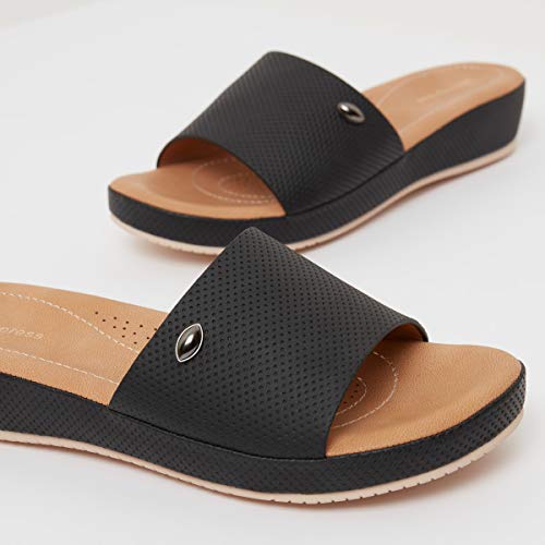 Image of shoexpress Women's Textured Slip-on Sandals with Platform Heels