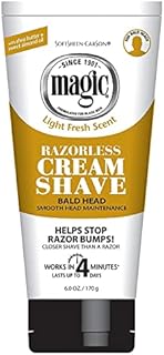 Magic Razorless Cream Shave, Bald Head Smooth Head Maintenance, Light Fresh Scent 6 oz